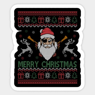 Merry Christmas Funny Santa Claus Pirate reindeer Xmas Ugly Sticker